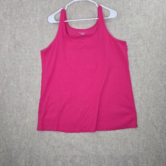 Lane Bryant Womens Plus Tank Top Pink 26/28 Cotton Blend Stretch Sleeveless - Picture 1 of 6
